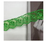 Rotolo di nastro di pizzo ricamato, Passamaneria in pizzo all'uncinetto con motivo floreale, 10 iarde, 4 cm, multicolore(Green)
