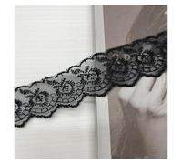 Rotolo di nastro di pizzo ricamato, Passamaneria in pizzo all'uncinetto con motivo floreale, 10 iarde, 4 cm, multicolore(Black)