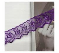 Rotolo di nastro di pizzo ricamato, Passamaneria in pizzo all'uncinetto con motivo floreale, 10 iarde, 4 cm, multicolore(Pu-rple)