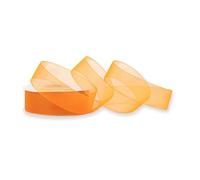 Rotolo di nastro in organza, 25 mm x 25 m, a scelta di colori in 3/6/12/25/38 mm, trasparente, non stinge e lavabile, nastro per matrimoni, confezioni regalo, decorazioni per il fai da te, arancione