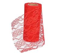 Rotolo di Pizzo Lungo 10 Yard e Largo 15cm, Ideale per Lavoretti Fai da Te, Decorazione Natale, Confezionamento Regali, Tulle Rosso per Wedding Craft e Addobbi Festivi