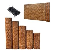 Rotolo di recinzione in bambù naturale, 0,6 x 6 m, altezza regolabile da 1,6 a 1,3 m, per patio, villa e paesaggistica, recinzione resistente all'ombra
