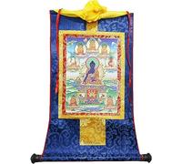 Rotolo di Seta Dipinto, Rotolo Dipinto Appeso, Rotolo di Seta Dipinto, Thangka Tibetano, Gli 8 Buddha della Medicina, arazzo Thangka Tibetano(63L x 49W cm)