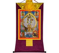 Rotolo di Seta Dipinto, Rotolo Dipinto Appeso, Rotolo Dipinto di Seta, thangka Tibetano, Avalokitesvara dalle Mille Braccia, Padmapani(Purple,Small(35cm*27cm))