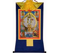 Rotolo di Seta Dipinto, Rotolo Dipinto Appeso, Rotolo Dipinto di Seta, thangka Tibetano, Avalokitesvara dalle Mille Braccia, Padmapani(Blu,Large(85cm*63cm))