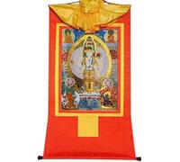 Rotolo di Seta Dipinto, Rotolo Dipinto Appeso, Rotolo Dipinto di Seta, thangka Tibetano, Avalokitesvara dalle Mille Braccia, Padmapani(Red,Large(85cm*63cm))
