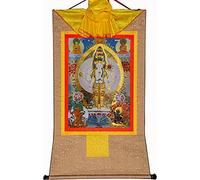 Rotolo di Seta Dipinto, Rotolo Dipinto Appeso, Rotolo Dipinto di Seta, thangka Tibetano, Avalokitesvara dalle Mille Braccia, Padmapani(Beige,Large(85cm*63cm))