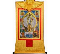 Rotolo di Seta Dipinto, Rotolo Dipinto Appeso, Rotolo Dipinto di Seta, thangka Tibetano, Avalokitesvara dalle Mille Braccia, Padmapani(Unique Colour,Medium(62cm*47cm))