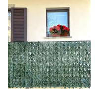 Rotolo di Siepe Artificiale Finta Sempreverde Foglie Edera da esterno ideale per Balcone Ringhiera Frangivento (50x300cm)