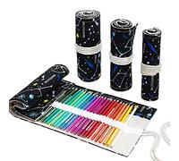 Rotolo di tela colorata per matite colorate, 24/48/72 scomparti per matite da colorare, organizer portatile per disegno artistico, Cielo Nero, 58