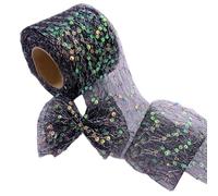 Rotolo di tulle doppio strato con paillettes, in tulle, con glitter, in tulle, per fai da te, fiocco, idea regalo, decorazione per vestiti, nero, 8 cm x 10 yards