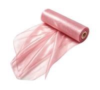Rotolo di Tulle Sottile Riusabile Leggero Diafano per Feste | Nastro Decorativo in Rete Per Fiocchi Albero, Corone, Sfondo Feste, Lavori Fai Da Te, Incarti, Nozze, Rosa Larghezza 15 cm