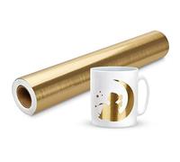 Rotolo di Vinile Adesivo Oro Spazzolato, Vinile Oro -30cm×305cm-Vinile Adesivo Permanente Metallico per Silhouette Cameo, Macchina da Taglio, Decalcomanie per la Casa