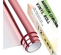Rotolo di vinile permanente cromato, 30,5 x 2,4 m, colore oro rosa PET cromato specchio autoadesivo vinile per Cricut, Silhouette Cameo, rotolo di vinile oro rosa per decorazione per feste