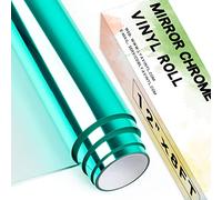 Rotolo di vinile permanente cromato, 30,5 x 2,4 m, colore verde PET cromato a specchio in vinile autoadesivo per Cricut, Silhouette Cameo, rotolo di vinile verde per decorazione per feste