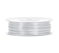 Rotolo Nastro Satin ARGENTO H 3 mm X 50 Mt - Raso Decorazione Bomboniere Matrimonio Nozze 25 Anni Natale Capodanno Silver