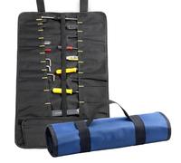 Rotolo Porta Attrezzi, ZffXH Blu Tela Strumento Roll Up Sacchetto Piccolo Strumento Rotolo Borsa Chiave Cacciavite Pinza Scalpello Organizzatore Rotolo, Tasca Strumento Rotolo Organizzatore