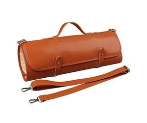 Rotolo resistente 10 coltelli Top Grain Chef Roll Bag interno e posteriore con cerniera tasche portaoggetti da viaggio per fustelle per la creazione di biglietti, Marrone, Taglia unica