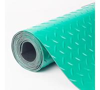 Rotolo tappetino for garage con piastra diamantata in gomma PVC | Multicolori dimensioni multiple: garage, officina, palestra, fabbrica, manutenzione auto(Green,1.5x8m)