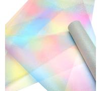 Rotolo Tulle Rosa Azzurro Glitterato Color Arcobaleno Piccole Paillettes Nastro Gonna Tavolo Bobina 30cmx9m, Glitterate Luccicante Rotolo di Tulle per Fai da Te Bomboniere Feste Decorazione Tutù