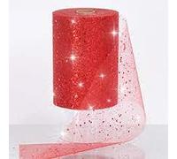 Rotolo Tulle Rosso Glitter CM.12,5X100MT Deco Tulle