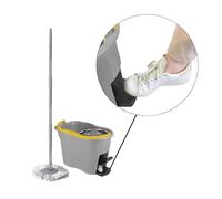 Apex Sistema Lavapavimenti con Secchio, Strizzatore a Centrifuga in Acciaio Inox, Manico in 3 Pezzi e Mocio in Microfibra - Spin Mop Espresso