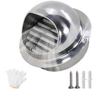 Rotonda Copertura di Ventilazione in Acciaio Inox 50 80 100 120 150 200 mm Cappa di Scarico con Rete Anti Insetti, Griglia Di Protezione Dalle Intemperie per sfiato a parete(90mm/3.54in)