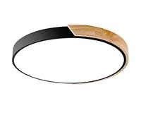 Rotonda Macaron LED Plafoniera, Moderna Legno Lampada Da Soffitto Montaggio A Incasso Illuminazione Da Soffitto Per Camera Dei Bambini Soggiorno Camera Da Letto Corridoio,Black+Neutral Light-40cm 27W