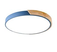 Rotonda Macaron LED Plafoniera, Moderna Legno Lampada Da Soffitto Montaggio A Incasso Illuminazione Da Soffitto Per Camera Dei Bambini Soggiorno Camera Da Letto Corridoio,Blue+Warm White-40cm 27W