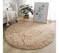 Rotonda Shaggy Tappeto per Soggiorno, Hiser Moderno Soffice Peloso Ultra Molle Antiscivolo Tappeti Moquette per Interni Divano Camera da Letto Bambino Cameretta (Cachi,120x120cm)