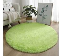 Rotonda Shaggy Tappeto per Soggiorno, Hiser Moderno Soffice Peloso Ultra Molle Antiscivolo Tappeti Moquette per Interni Divano Camera da Letto Bambino Cameretta (Verde Chiaro,80x80cm)