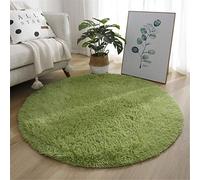 Rotonda Shaggy Tappeto per Soggiorno, Hiser Moderno Soffice Peloso Ultra Molle Antiscivolo Tappeti Moquette per Interni Divano Camera da Letto Bambino Cameretta (Verde Scuro,60x60cm)
