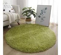 Rotonda Shaggy Tappeto per Soggiorno, Hiser Moderno Soffice Peloso Ultra Molle Antiscivolo Tappeti Moquette per Interni Divano Camera da Letto Bambino Cameretta (Verde,120x120cm)