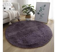 Rotonda Shaggy Tappeto per Soggiorno, Hiser Moderno Soffice Peloso Ultra Molle Antiscivolo Tappeti Moquette per Interni Divano Camera da Letto Bambino Cameretta (Viola Grigio,80x80cm)