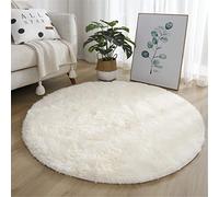 Rotonda Shaggy Tappeto per Soggiorno, Hiser Moderno Soffice Peloso Ultra Molle Antiscivolo Tappeti Moquette per Interni Divano Camera da Letto Bambino Cameretta (Beige,140x140cm)