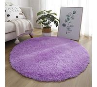 Rotonda Shaggy Tappeto per Soggiorno, Hiser Moderno Soffice Peloso Ultra Molle Antiscivolo Tappeti Moquette per Interni Divano Camera da Letto Bambino Cameretta (Viola,120x120cm)