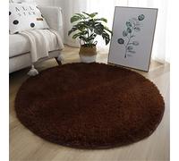 Rotonda Shaggy Tappeto per Soggiorno, Hiser Moderno Soffice Peloso Ultra Molle Antiscivolo Tappeti Moquette per Interni Divano Camera da Letto Bambino Cameretta (Marrone,100x100cm)