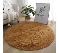 Rotonda Shaggy Tappeto per Soggiorno, Hiser Moderno Soffice Peloso Ultra Molle Antiscivolo Tappeti Moquette per Interni Divano Camera da Letto Bambino Cameretta (Cammello,140x140cm)