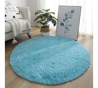 Rotonda Shaggy Tappeto per Soggiorno, Hiser Moderno Soffice Peloso Ultra Molle Antiscivolo Tappeti Moquette per Interni Divano Camera da Letto Bambino Cameretta (Blu,40x40cm)