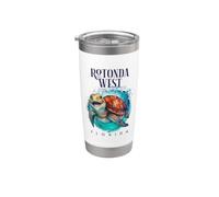 Rotonda West Florida Acquerello Happy Sea Turtle Bicchiere termico in acciaio inox doppia parete