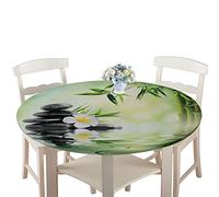 Rotonde Tovaglia in Poliestere con Bordo Elastico, Treers Copritavolo Lavabile Impermeabile Antipolvere Tovaglia con 3D Natura Stampa per Cucina Giardino Decorazione Tavolo (bambù,120cm)