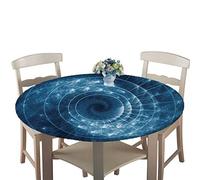 Rotonde Tovaglia in Poliestere con Bordo Elastico, Treers Copritavolo Lavabile Impermeabile Antipolvere Tovaglia con 3D Stampa per Cucina Giardino Decorazione Tavolo (Cerchio,Diametro 150 cm)