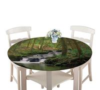 Rotonde Tovaglia in Poliestere con Bordo Elastico, Treers Copritavolo Lavabile Impermeabile Antipolvere Tovaglia 3D Paesaggio Stampa per Cucina Giardino Decorazione Tavolo (Diametro 130 cm,Giungla)