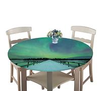 Rotonde Tovaglia in Poliestere con Bordo Elastico, Treers Copritavolo Lavabile Impermeabile Antipolvere Tovaglia con 3D Mare Stampa per Cucina Giardino Decorazione Tavolo (Aurora,130cm)
