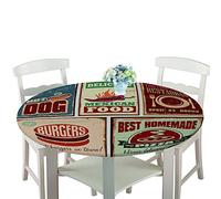 Rotonde Tovaglia in Poliestere con Bordo Elastico, Treers Copritavolo Lavabile Impermeabile Antipolvere Tovaglia con 3D Cibo Stampa per Cucina Giardino Decorazione Tavolo (Hamburger,90cm)