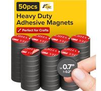 Rotonde X-Bet Magneti Adesivi - Calamite 1,8 cm x 5 mm - Adesivo Forte e Appiccicoso - Magneti di Ferrite Circolari Ideali per Fai-da-te, Artigianato, Frigo - 50 Pz Piccoli Magneti Autoadesivi