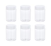 Rotondi Barattoli Plastica con Bianco Vite Top Coperchio,3oz/100ml 6pz