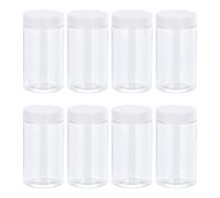 Rotondi Barattoli Plastica con Bianco Vite Top Coperchio,5oz/150ml,12pz