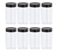 Rotondi Barattoli Plastica con Nero Vite Top Coperchio,8oz/250ml,12pz