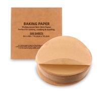 Rotondi di carta pergamena da 10, 15, 20, 30 cm, carta pergamena rotonda pretagliata antiaderente, per tortilla, conservazione/congelamento di hamburger, pizze da forno (Marrone, 500 Fogli-10.2 cm)